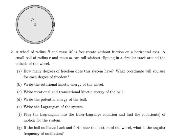 Solved R 2. A wheel of radius R and mass M is free rotate | Chegg.com