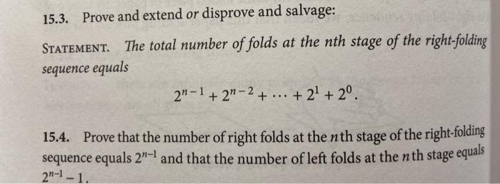 Solved 15.3. Prove and extend or disprove and salvage: | Chegg.com