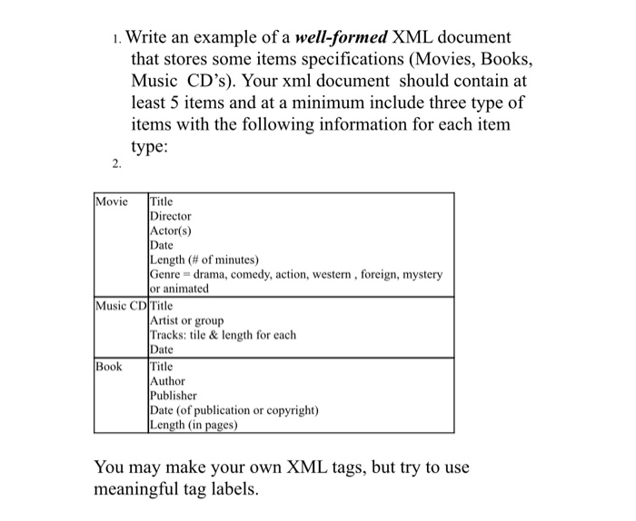 Solved 1. Write an example of a well-formed XML document | Chegg.com