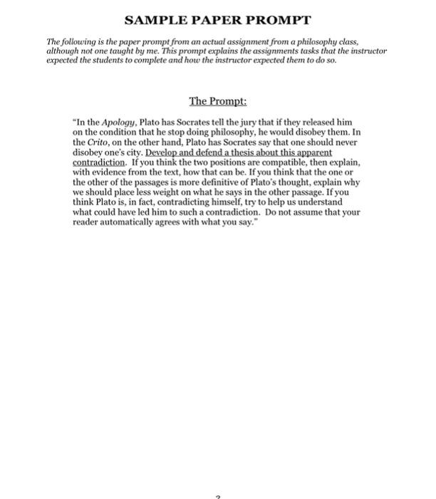 SAMPLE PAPER PROMPT The following is the paper prompt | Chegg.com