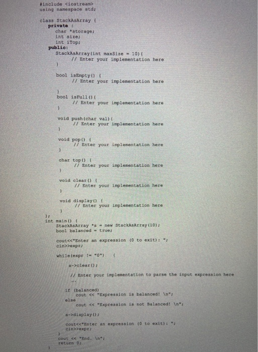Solved C++, provided code with the missing implemtations. | Chegg.com