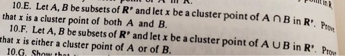 Solved In R 10.E. Let A, B Be Subsets Of R' And Let X Be A | Chegg.com