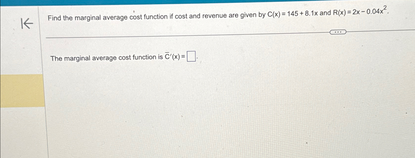 Solved Find the marginal average cost function if cost and | Chegg.com