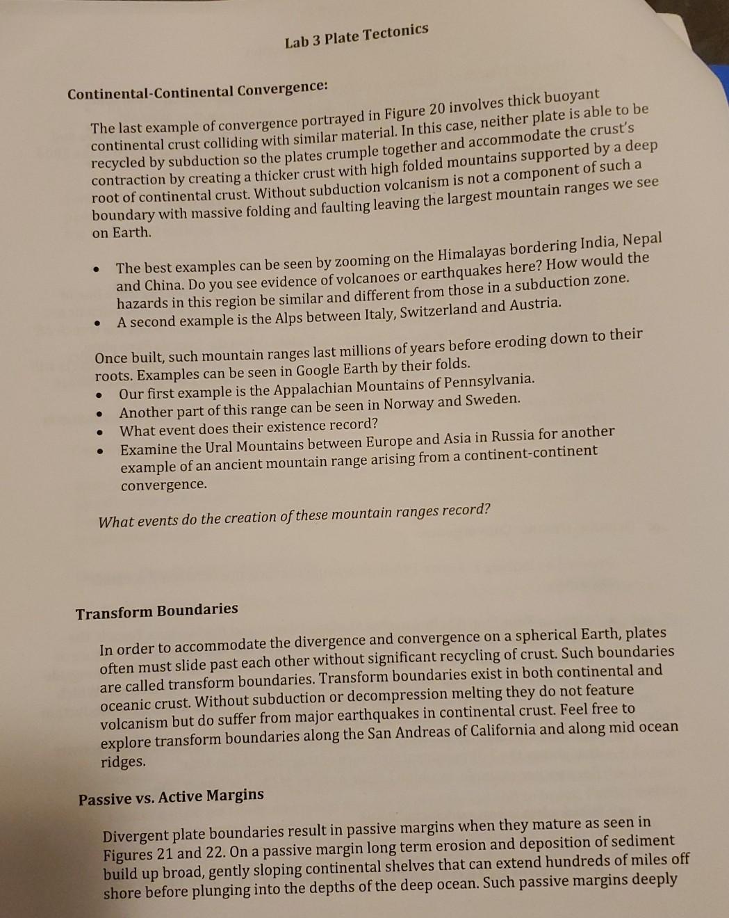 Solved Lab 3 Plate Tectonics All oceans are born in