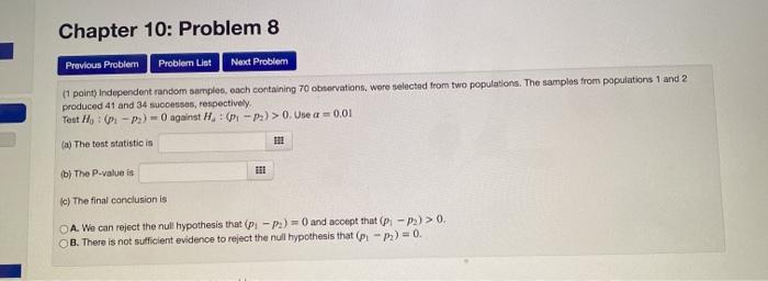Solved Chapter 10: Problem 8 Previous Problem Problem List | Chegg.com