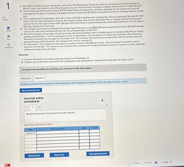 Solved recorded as of that date a. The Office Supplies