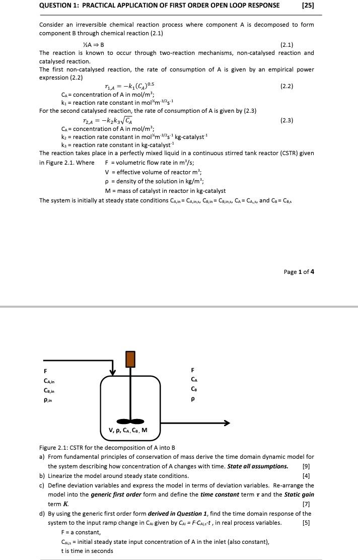 Solved Consider An Irreversible Chemical Reaction Process | Chegg.com