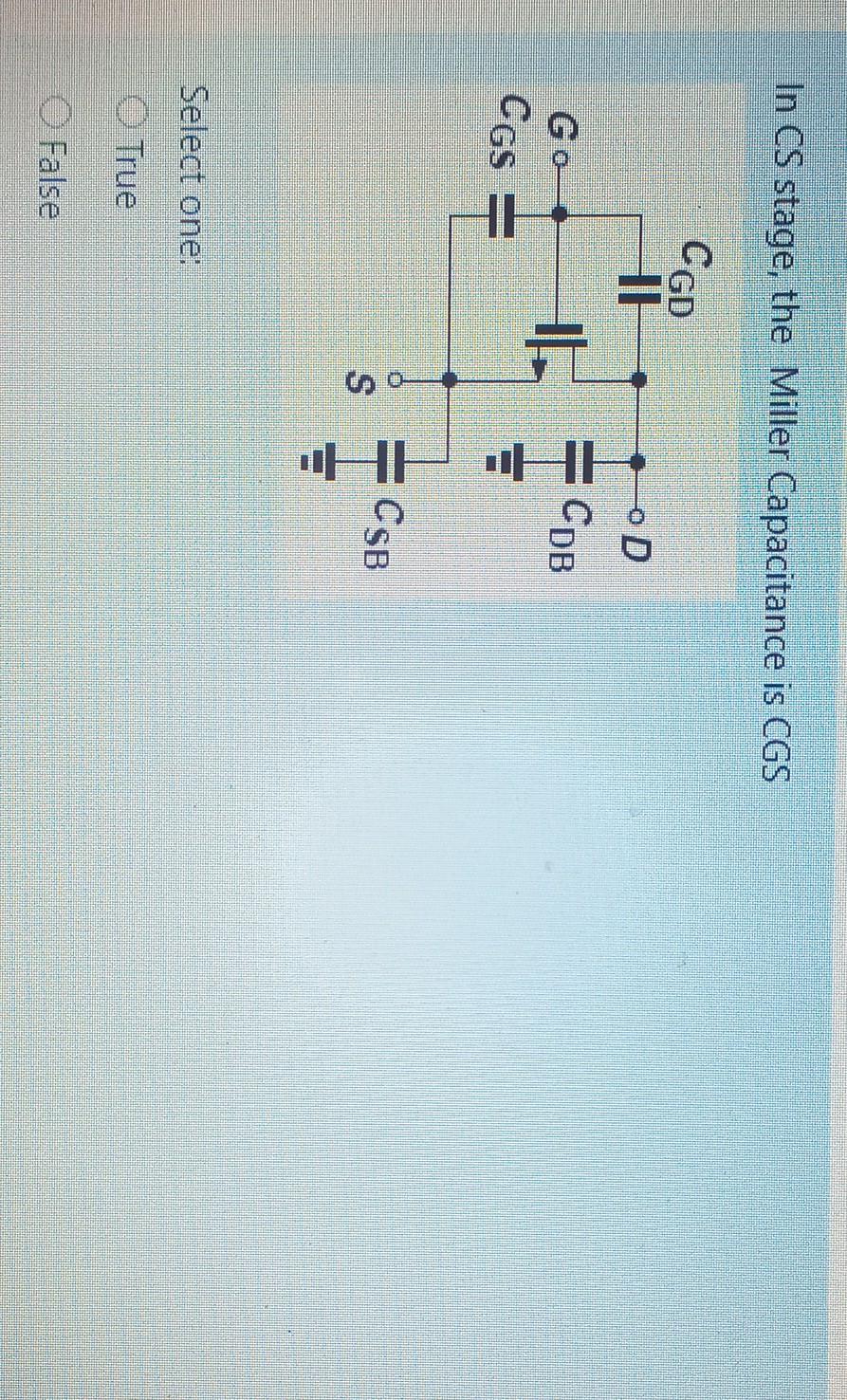Solved In CS stage, the Miller Capacitance is CGS CGD 11 o D | Chegg.com