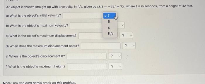 Solved An object is thrown straight up with a velocity, in | Chegg.com