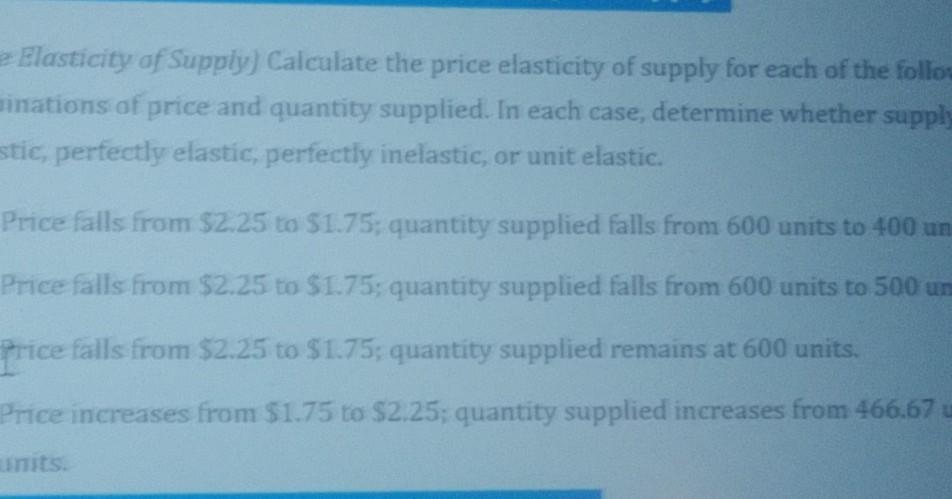 calculate the price elasticity of supply