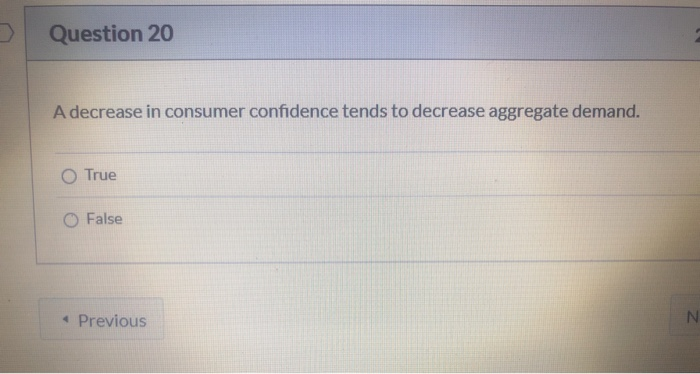 Solved Question 20 A decrease in consumer confidence tends | Chegg.com