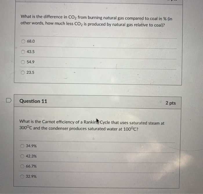 Solved What is the difference in CO2 from burning natural