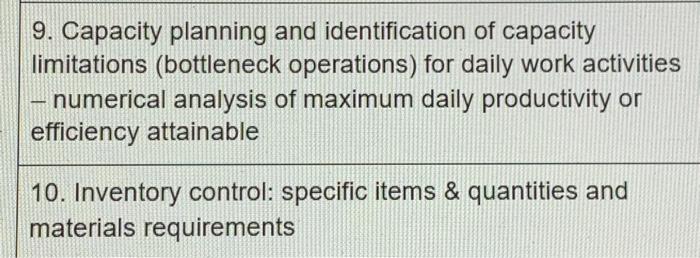 Solved 9. Capacity planning and identification of capacity | Chegg.com