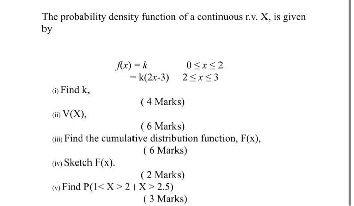 Solved The probability density function of a continuous r.v. | Chegg.com