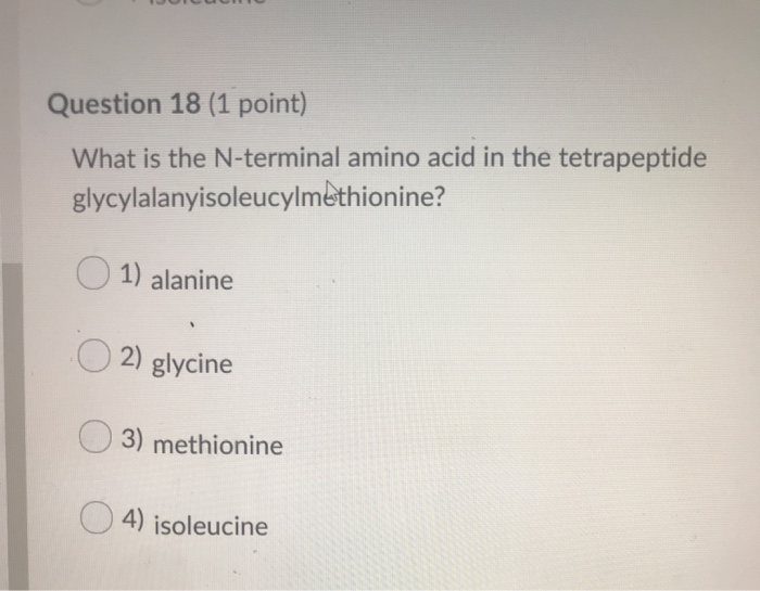 Solved Question 18 (1 point) What is the N-terminal amino | Chegg.com