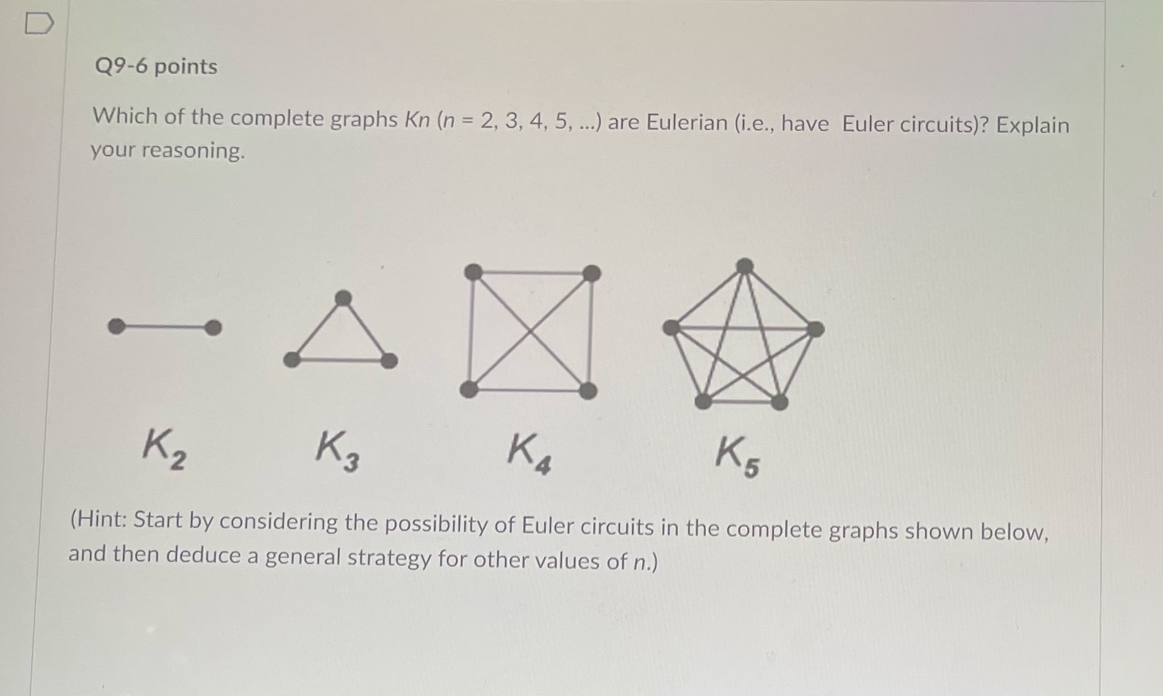 Solved Q9-6 ﻿pointsWhich of the complete graphs ) ﻿are | Chegg.com