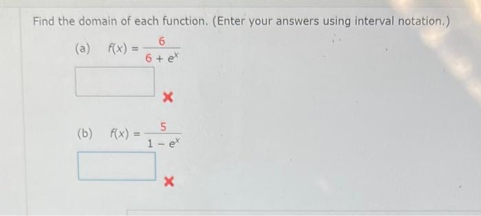 Solved Find The Domain Of Each Function Enter Your Answers