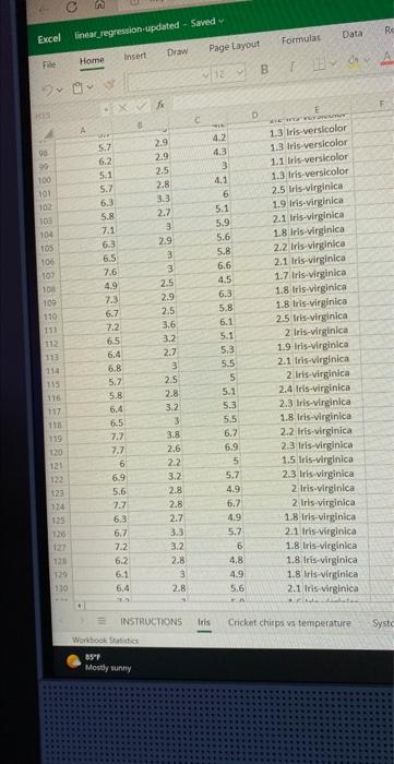 Solved The famous iris dataset (the first sheet of the | Chegg.com