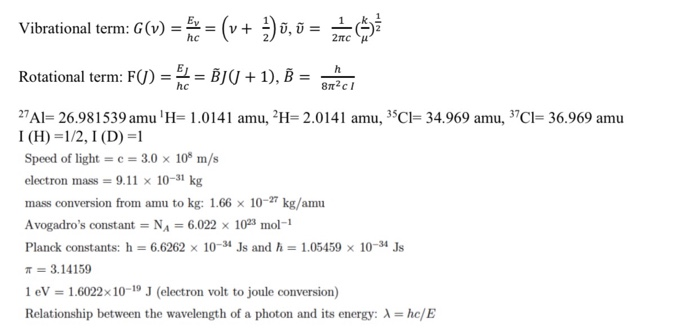 Solved Vibrational Term G V E V U U Zhen Hc H Chegg Com