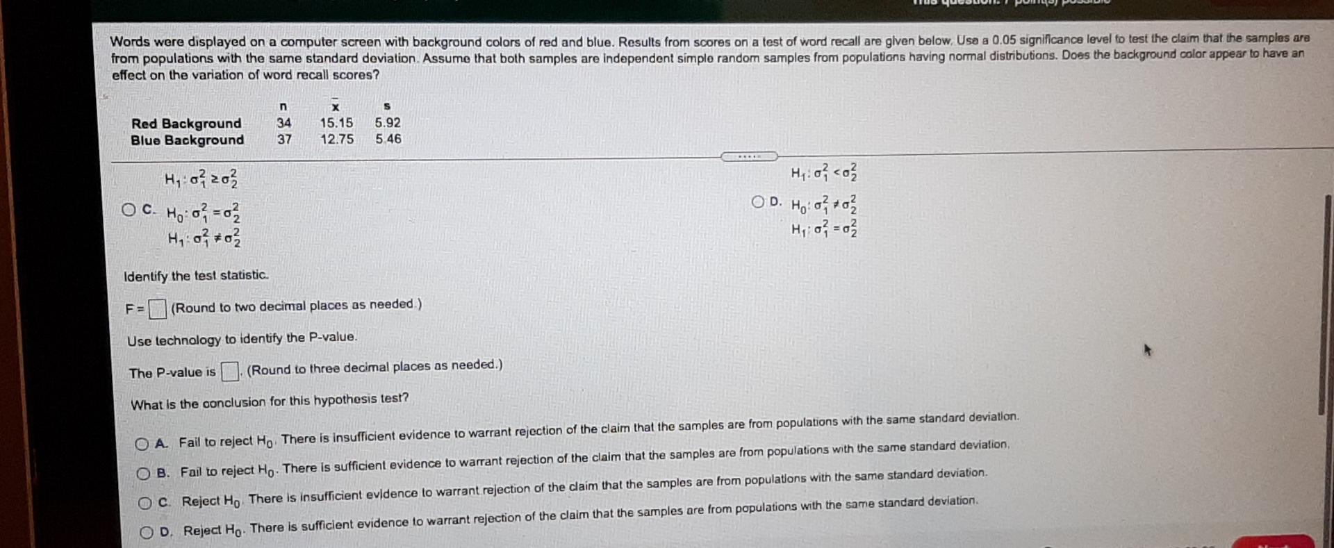 Solved Words were displayed on a computer screen with | Chegg.com