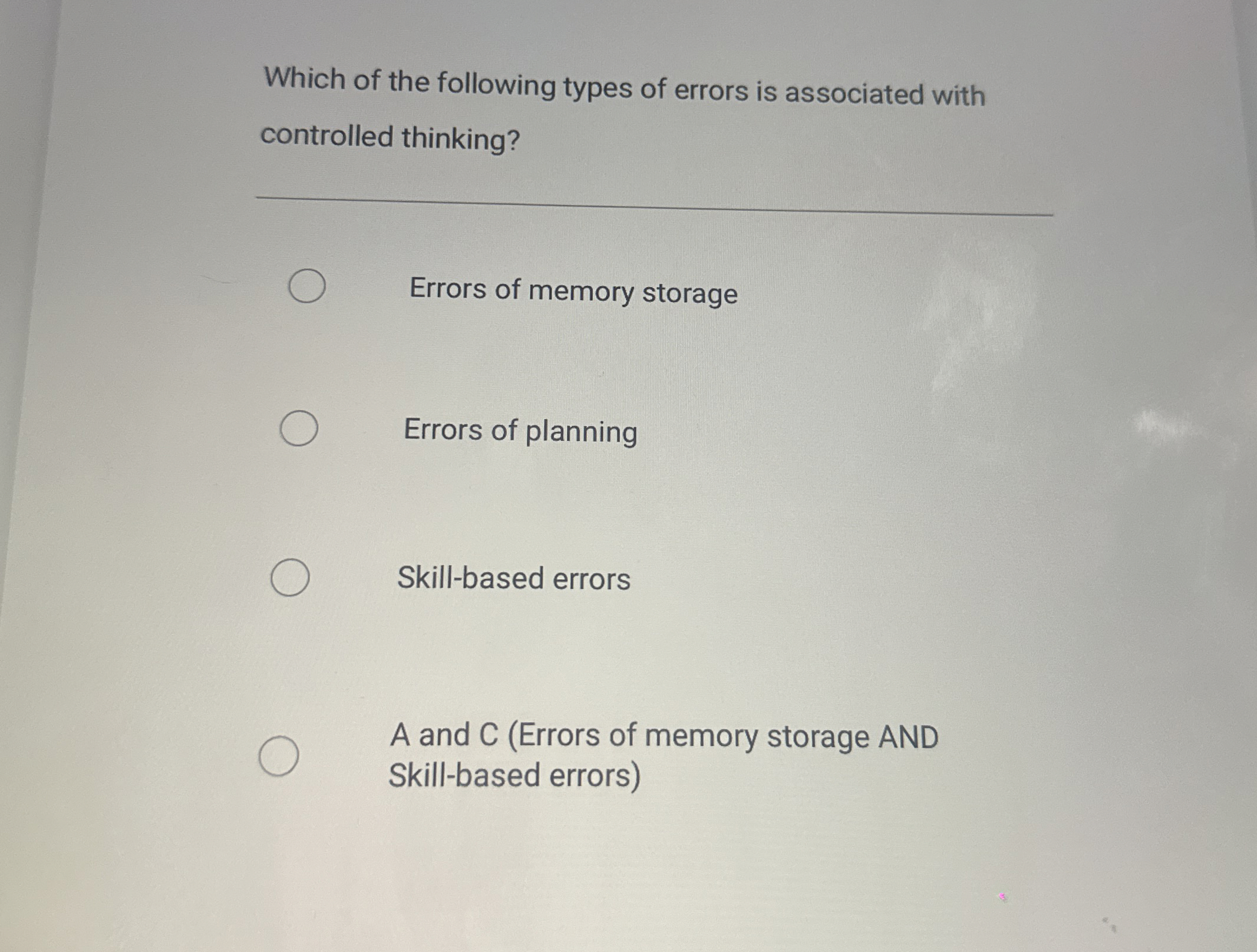 Solved Which of the following types of errors is associated | Chegg.com