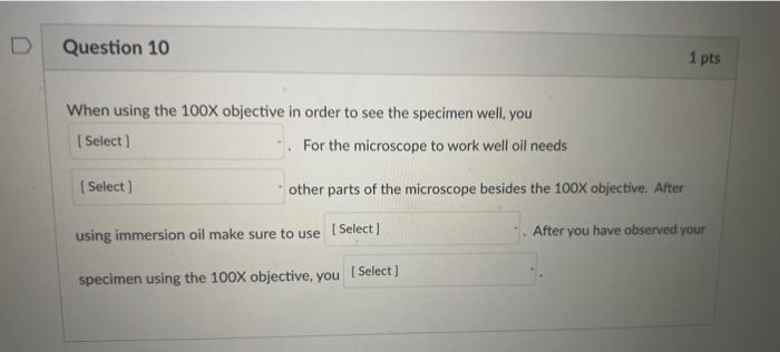 Solved When using the 100X objective in order to see the | Chegg.com