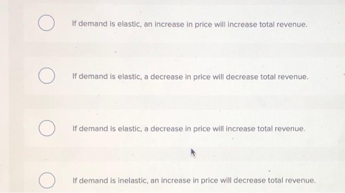 Solved If demand is elastic, an increase in price will | Chegg.com