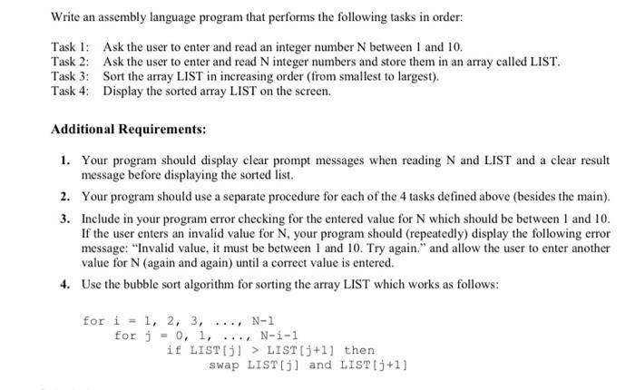 Solved Write An Assembly Language Program That Performs The | Chegg.com