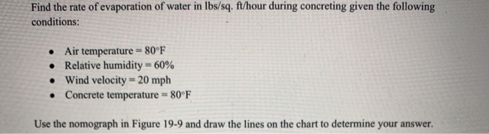 Solved Find the rate of evaporation of water in lbs/sq. | Chegg.com