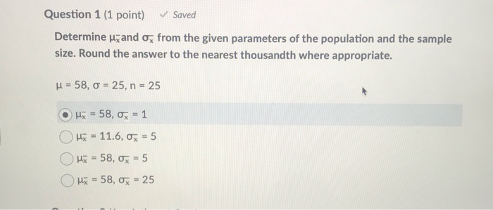 Solved Question 1 (1 point) Saved Determine hand , from the | Chegg.com