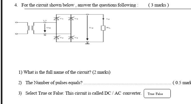 Solved 4. For the circuit shown below, answer the questions | Chegg.com