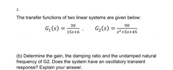 Solved The transfer functions of two linear systems are | Chegg.com