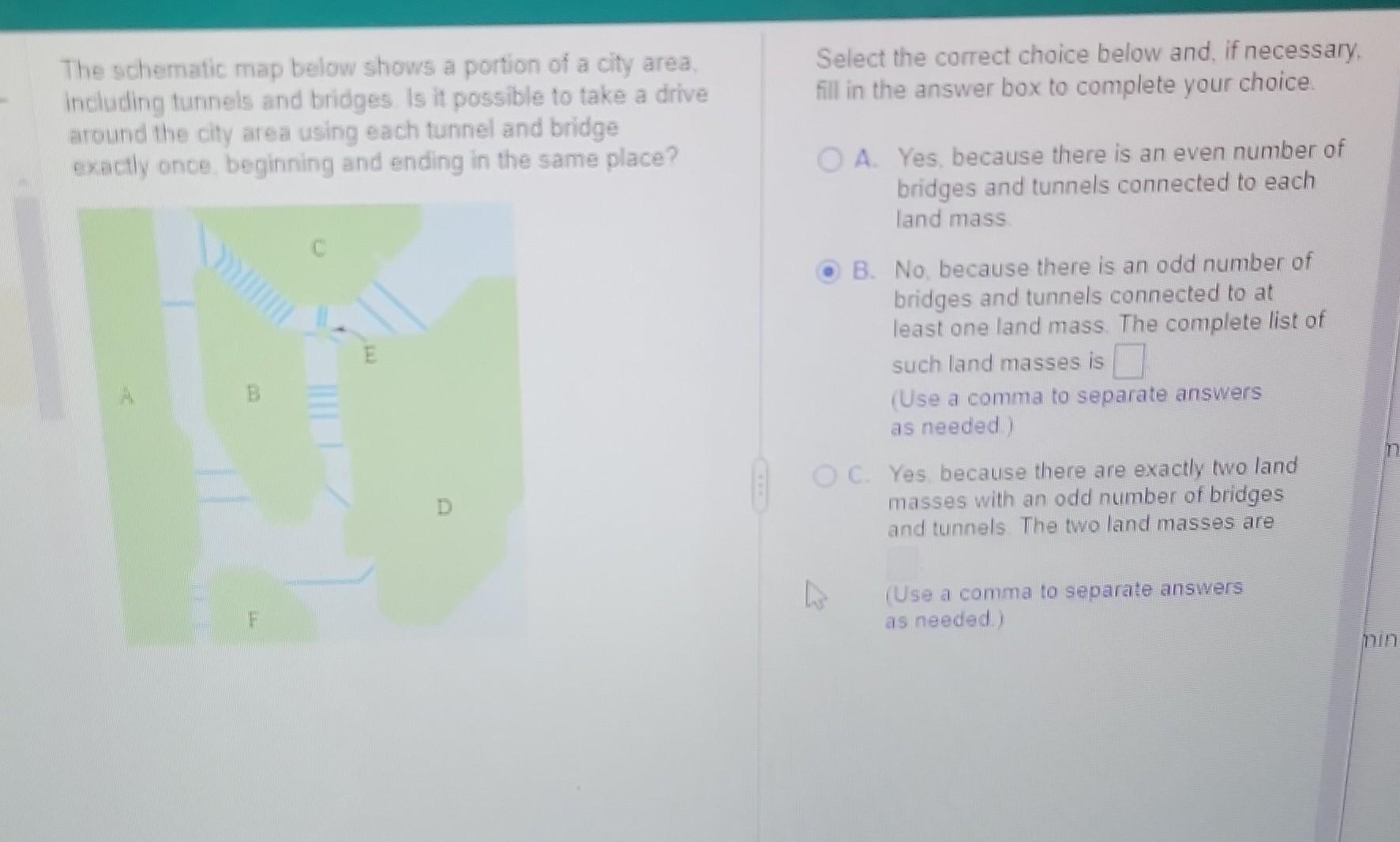 Solved The schematic map below shows a portion of a city | Chegg.com