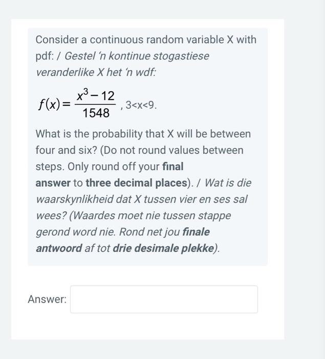 Solved Consider a continuous random variable X with pdf:/ | Chegg.com