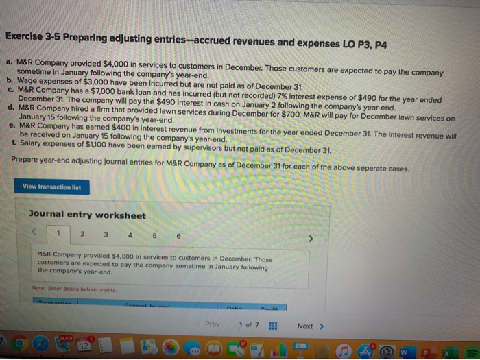 Solved Exercise 3-5 Preparing Adjusting Entries-accrued | Chegg.com