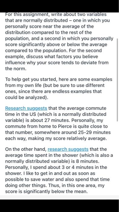 Solved For this assignment, write about two variables that | Chegg.com