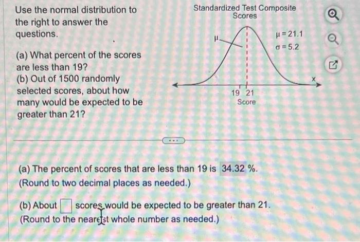 Solved Use the normal distribution to Standardized Test | Chegg.com