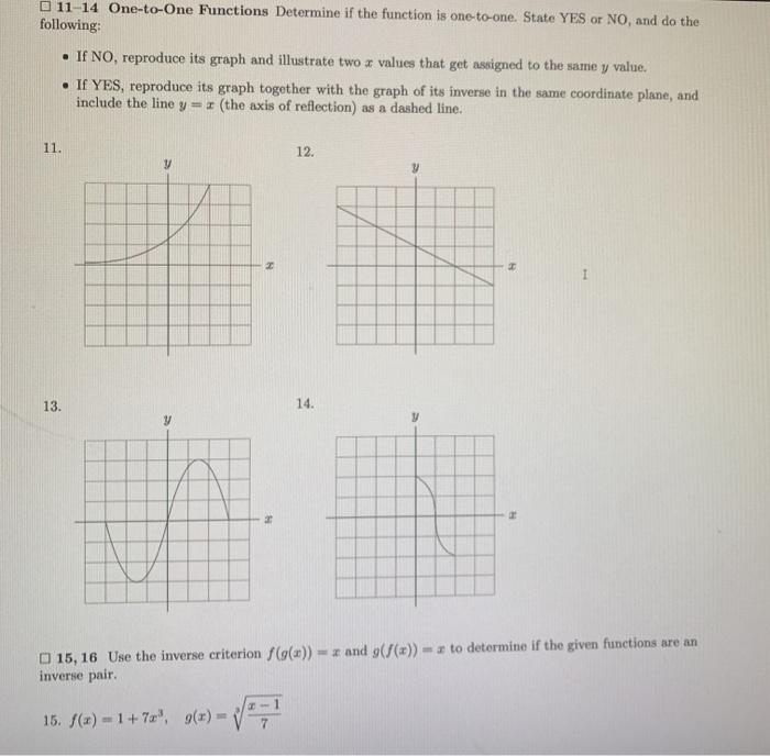 Solved 11-14 One-to-One Functions Determine if the function | Chegg.com