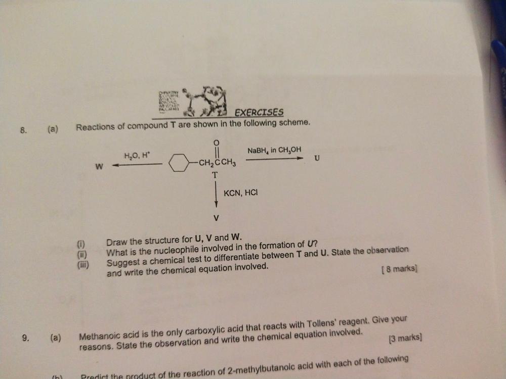 Solved EXERCISES Reactions of compound T are shown in the | Chegg.com