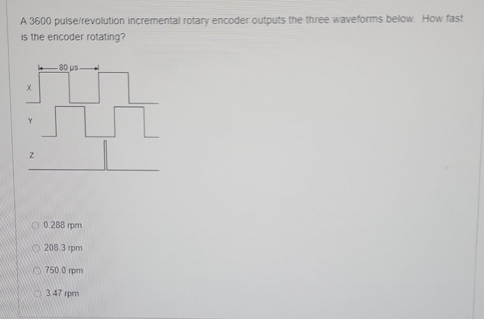 Solved A 3600 Pulse/revolution Incremental Rotary Encoder | Chegg.com