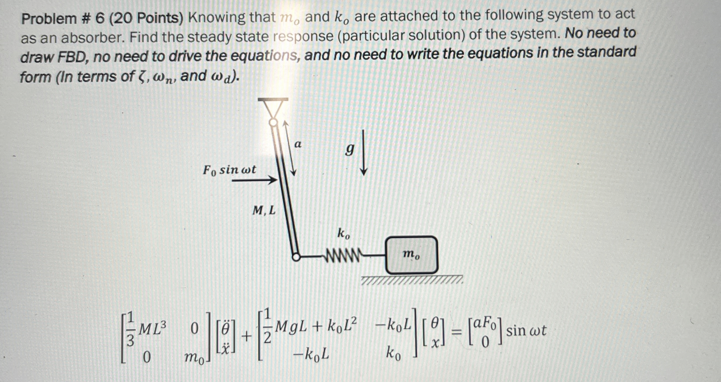 Solved Problem # 6 (20 ﻿Points) ﻿Knowing that mo ﻿and ko | Chegg.com