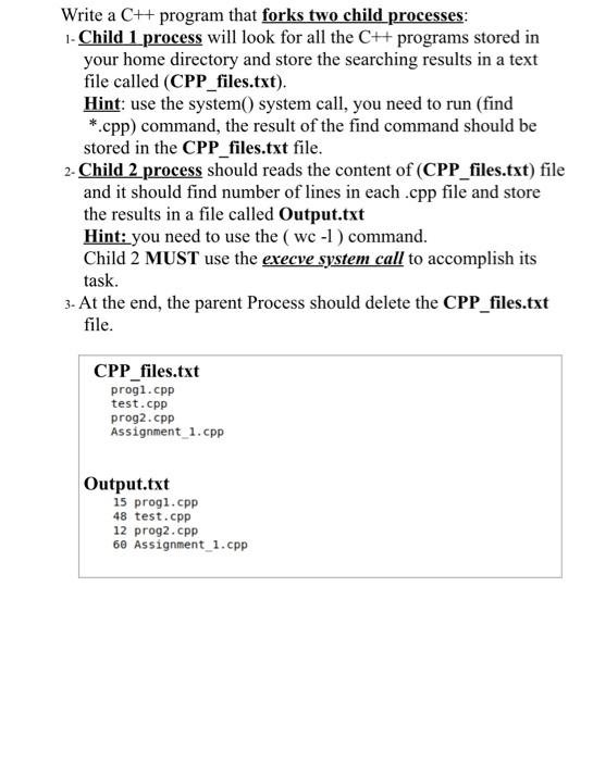 Solved Write a C++ program that forks two child processes