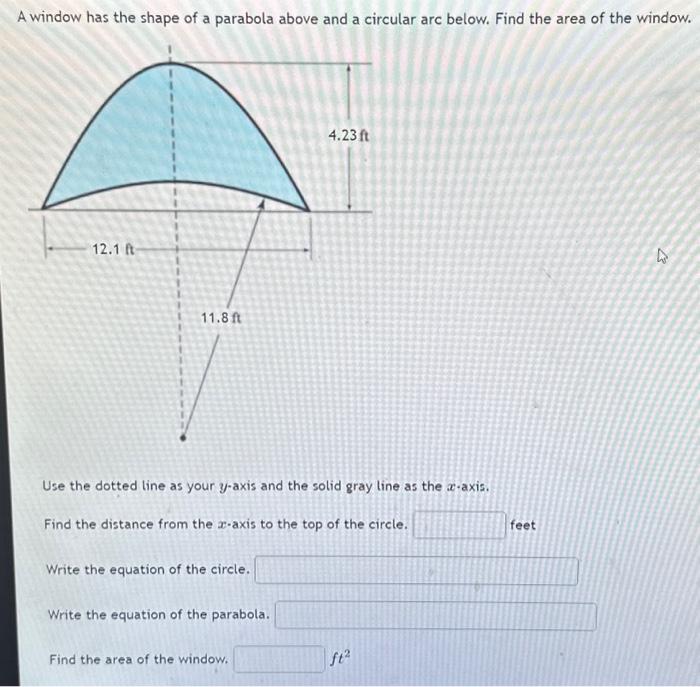 Solved A window has the shape of a parabola above and a | Chegg.com