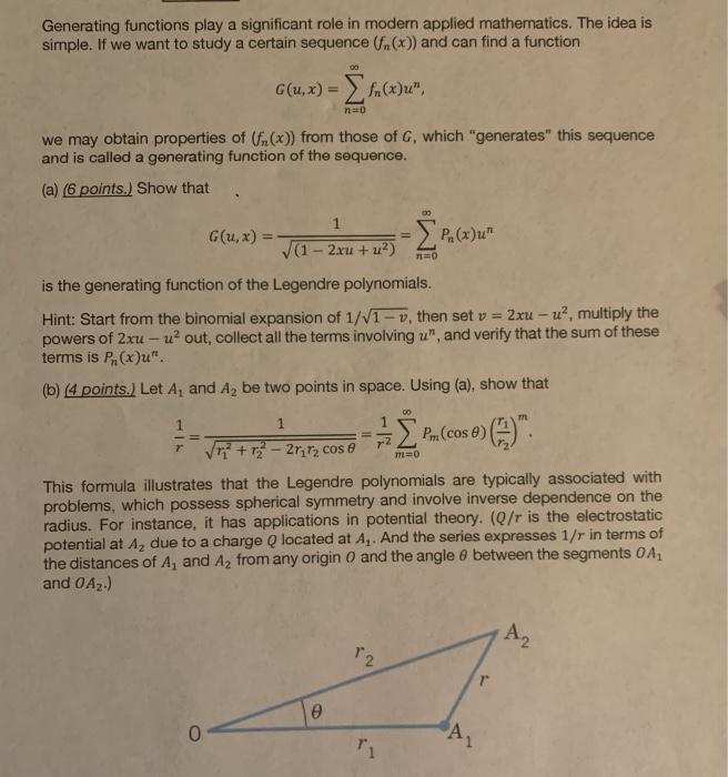 Solved Generating Functions Play A Significant Role In Mo Chegg Com