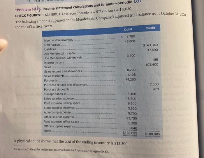 Solved "Problem 5(1i) Income statement calculations and | Chegg.com
