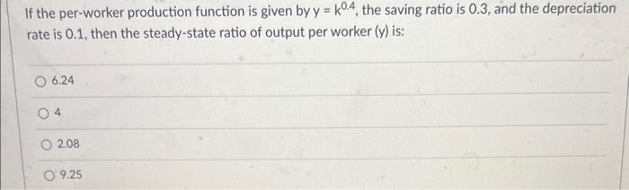 Solved If the per-worker production function is given by | Chegg.com