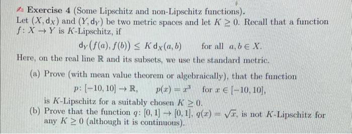 Solved Exercise 4 (Some Lipschitz and non-Lipschitz | Chegg.com