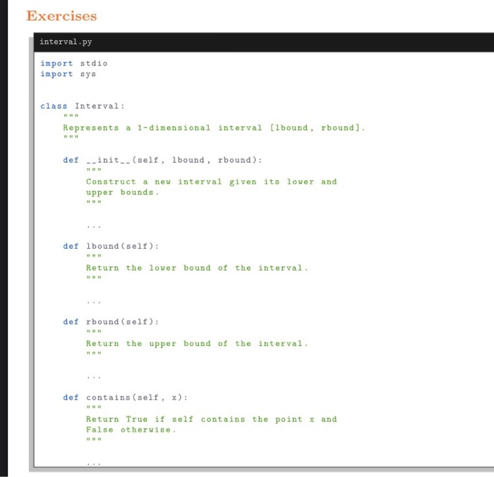 Solved Exercise 4. (1D Interval) Define a data type Interval | Chegg.com