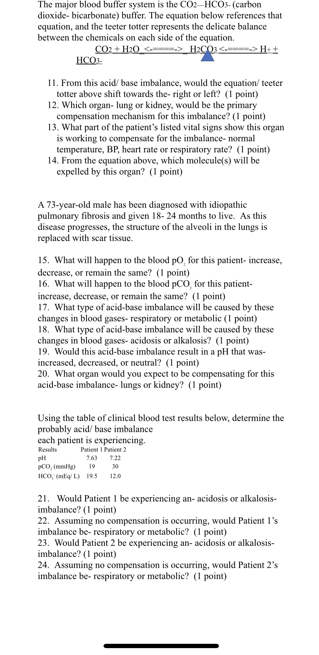 Solved the major blood buffer system is the chegg