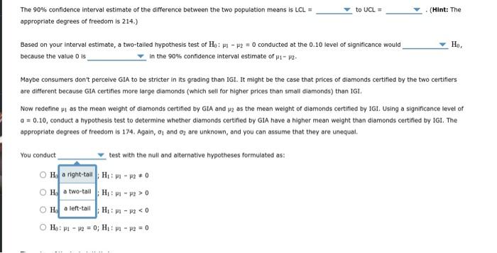4. Inference about the difference between two means | Chegg.com